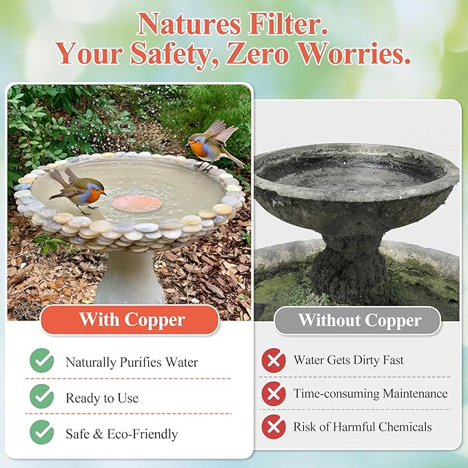 Bird Bath Copper Disk, Premium 99.99% Pure Copper, Less Cleaning Frequency - Image 6