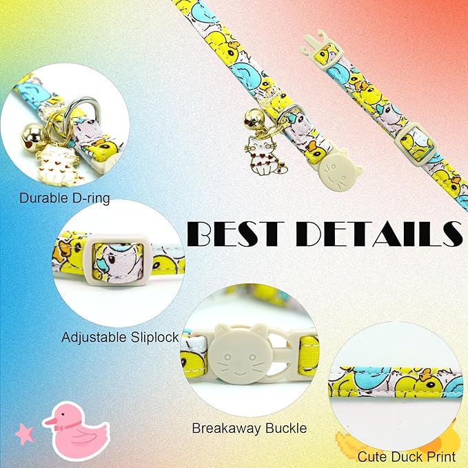 Elegant little tail 2 Pack Cat Collar-Animal Print Cotton Breakaway Cat Collars - Image 2
