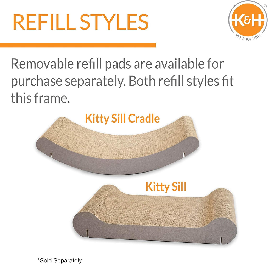 K&H PET PRODUCTS EZ Mount Cat Scratcher Kitty Sill Cradle Complete Kitty Sill Cradle Black/Cardboard 11 X 20 X 2 Inches