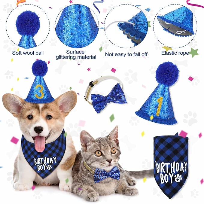 Weewooday Dog Birthday Party Supplies Birthday Boy Girl Cake Bandana Triangle - Image 5