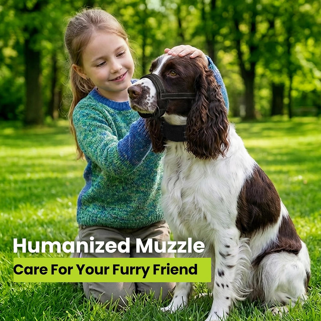 Dog Muzzle & Collar for Dogs, Soft Muzzles with D-Ring for Biting Barking