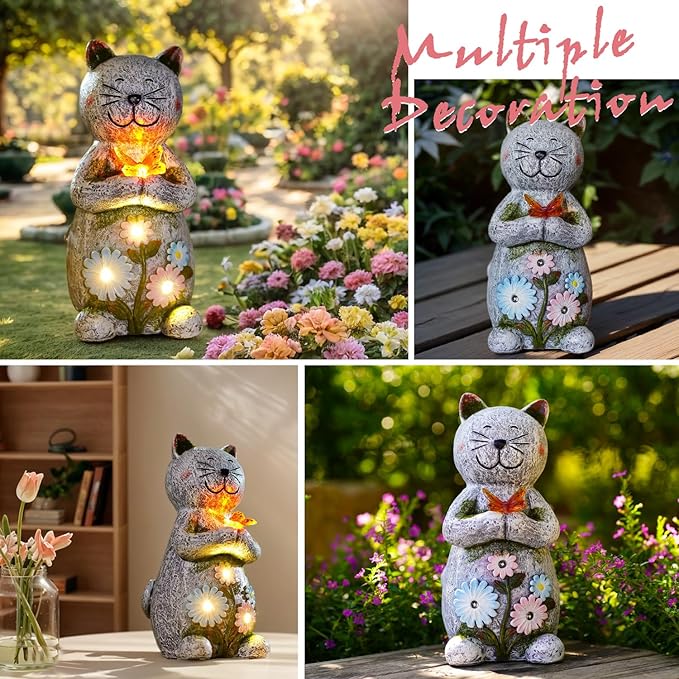 Solar Garden Statue Cat Figurine – Outdoor Decoration - Image 5