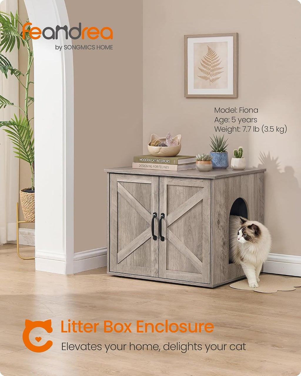 Feandrea Cat Litter Box Enclosure, Indoor Pet House End Table