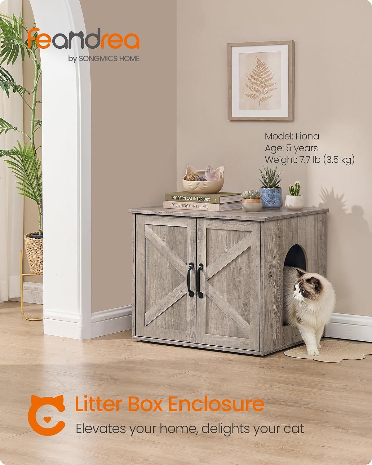 Feandrea Cat Litter Box Enclosure, Indoor Pet House End Table