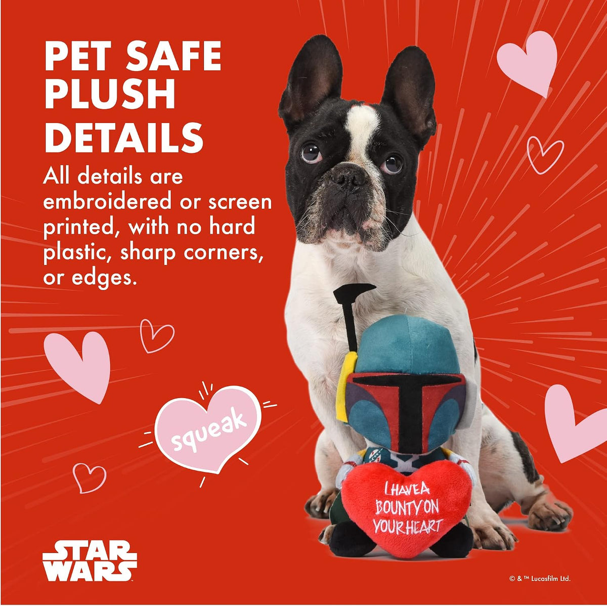 STAR WARS for Pets ValentInche Boba Fett Bounty Heart Dog Toy, 9 Inch
