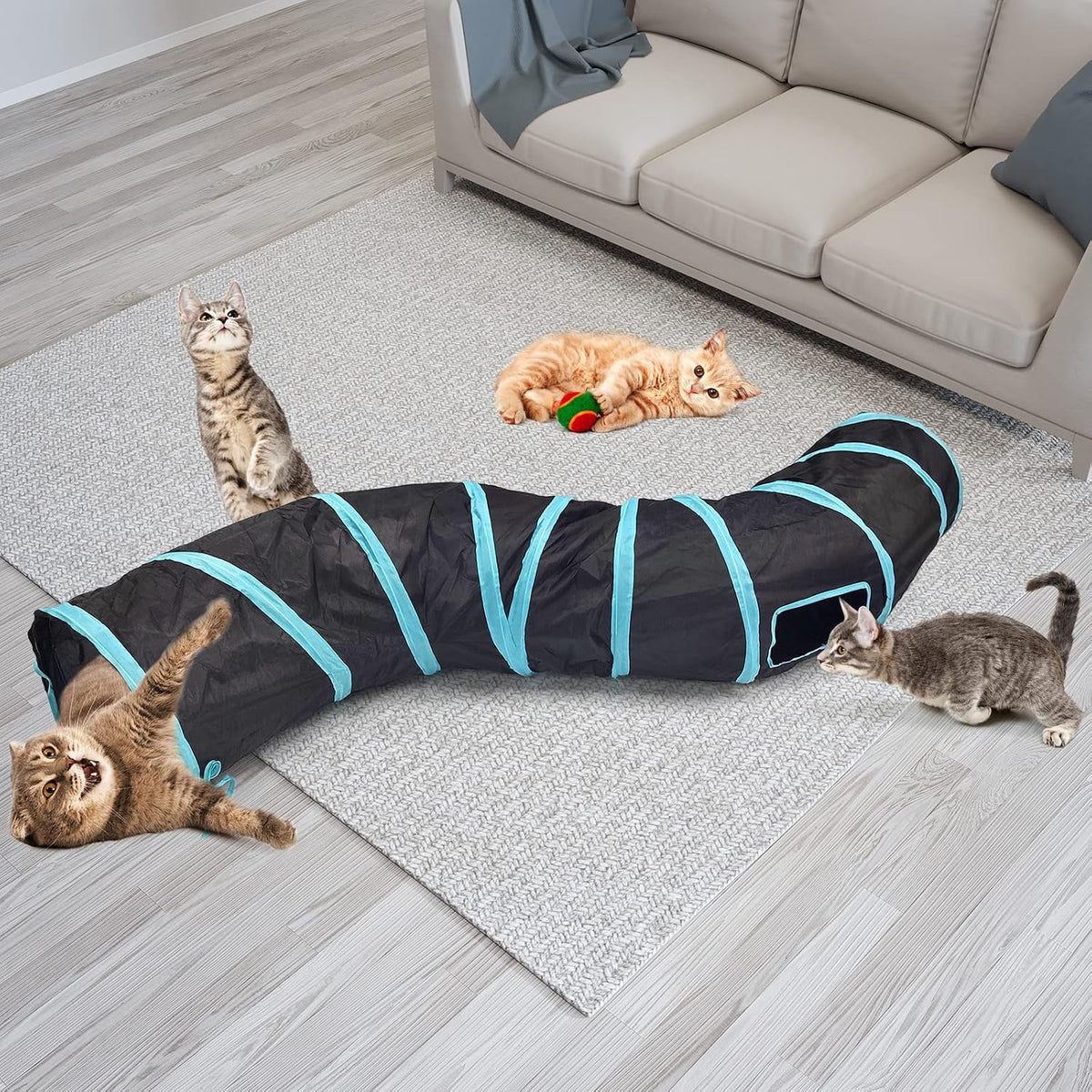 Bemodst Collapsible Cat Tunnels - 2/3/4/5 Way Interactive Maze for Kittens, Rabbits, Ferrets