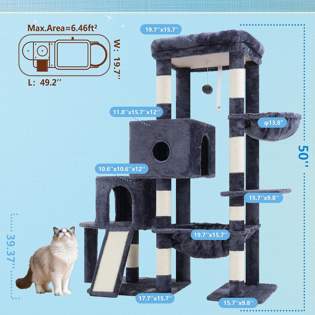 Hey-brother Cat Tree Tower with Plush Steped Condos, Big Platform, MPJ071G