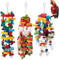 3 Pcs Extra Large Bird Parrot Toy Multicolored Natural Wooden Parrot Cage by Seenelling