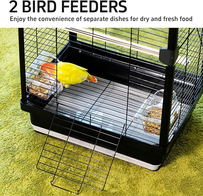 25 inch Bird Cage, Portable Travel Parrot Cage, Double-Layer Parakeet Cage - Image 5