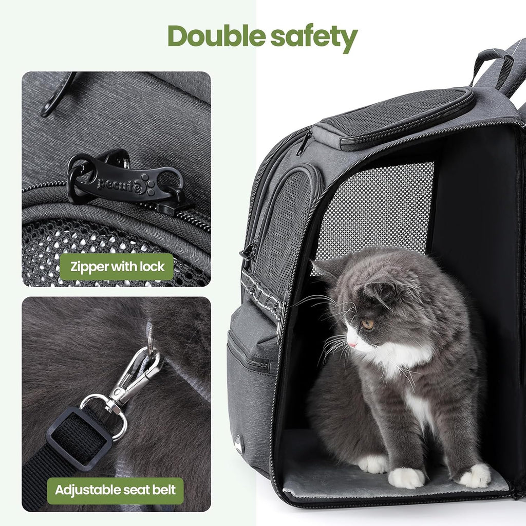 Pecute Ergonomic Cat Backpack, 30% Effort-Saving Breathable Pet Backpack