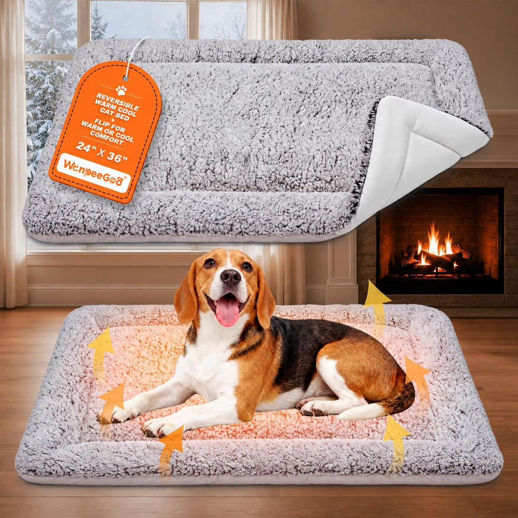 Self Warming Cat Bed, Reversible Self Heating Cat Pad, Gray, 24 x 36 Inches