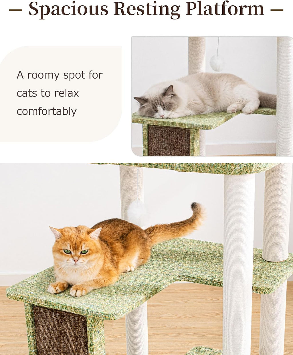 37.5" Cat Tree for Large & Senior Cats with Low Step & Sisal Board