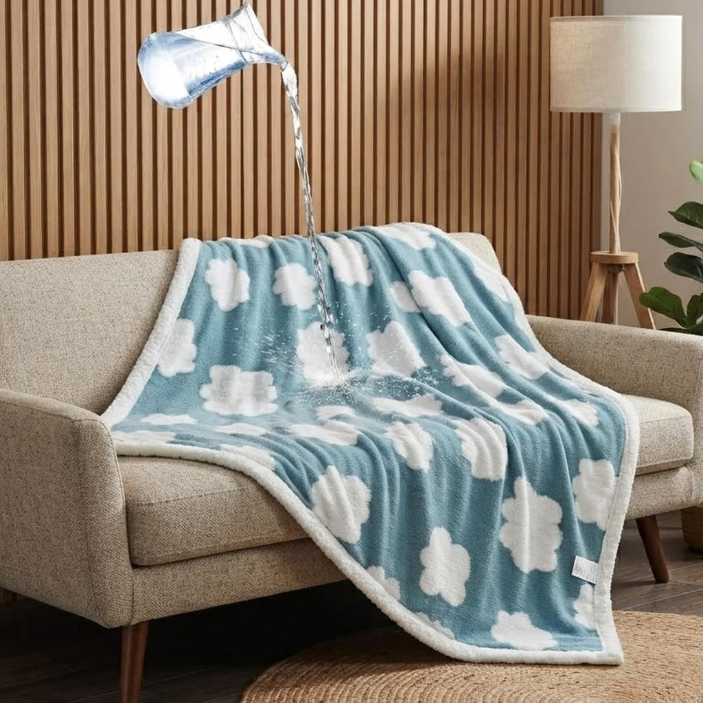 Waterproof Pet Blanket,Dog Bed Covers Couch Sofa Stylish Jacquard Pets Throw Blankets for Puppy Cats Washable Reversible Furniture Protection Covers (Blue Cloud,S)