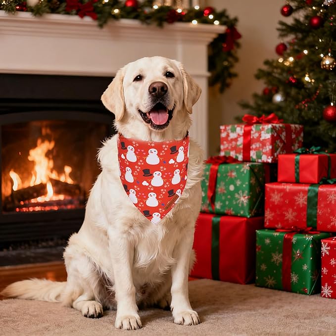 ADOGGYGO Christmas Dog Bandanas 2 Pack, Reversible Snowman Hoho Pattern Xmas - Image 2