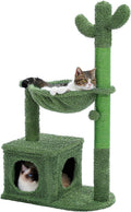 MUTTROS 40" Cactus Cat Tree with Hammock, Condo & Sisal Post, Green