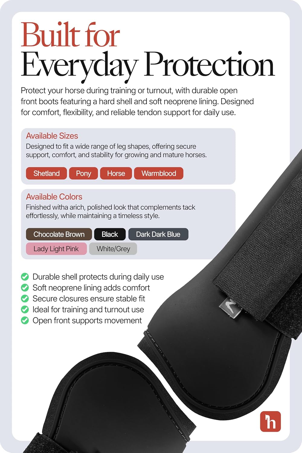 HORZE Chicago Protective Horse Boots, Secure Fit Splint Boots for Horses