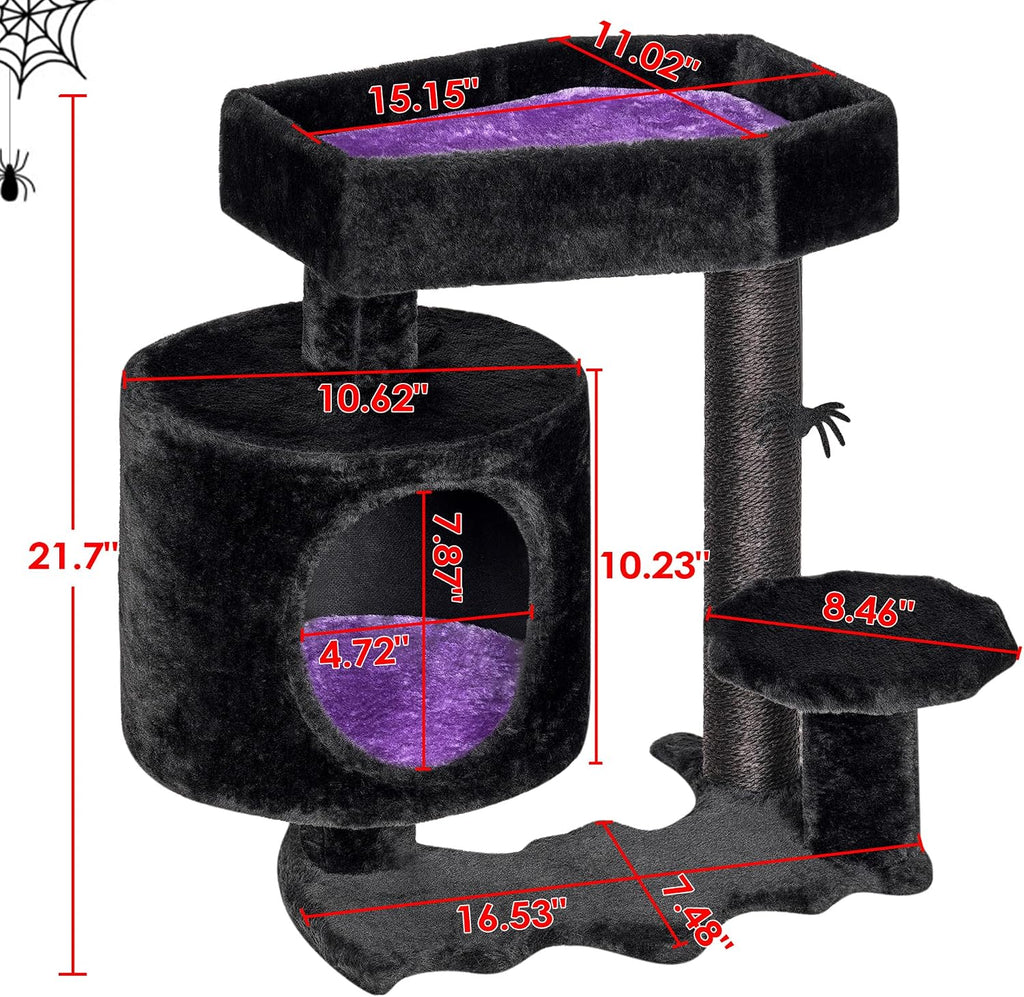 Halloween Cat Tree for Indoor Cats, Gothic Cat Tree with Coffin Bed