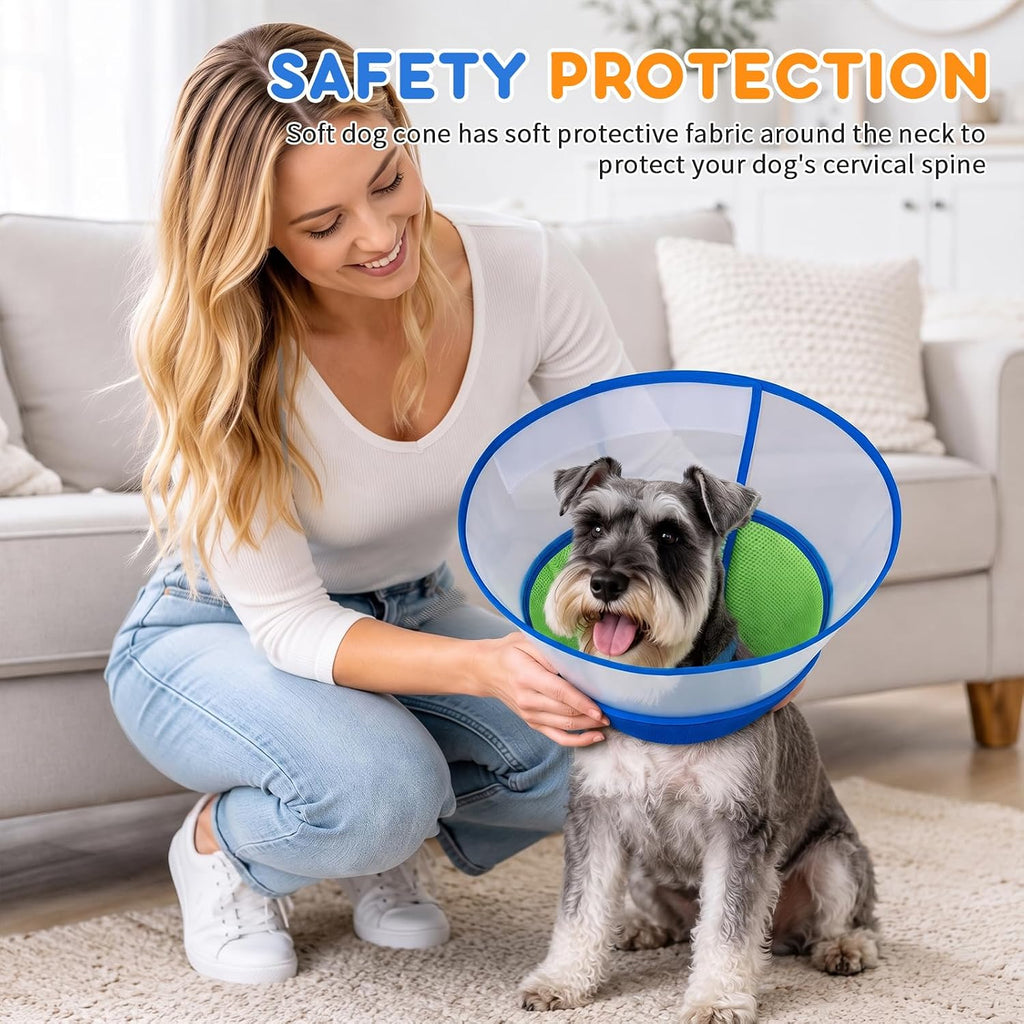 Soft Dog Cone Collar for Small Dogs, Adjustable Recovery Collar to Stop Licking, Comfortable E-Collar Alternative After Surgery, S