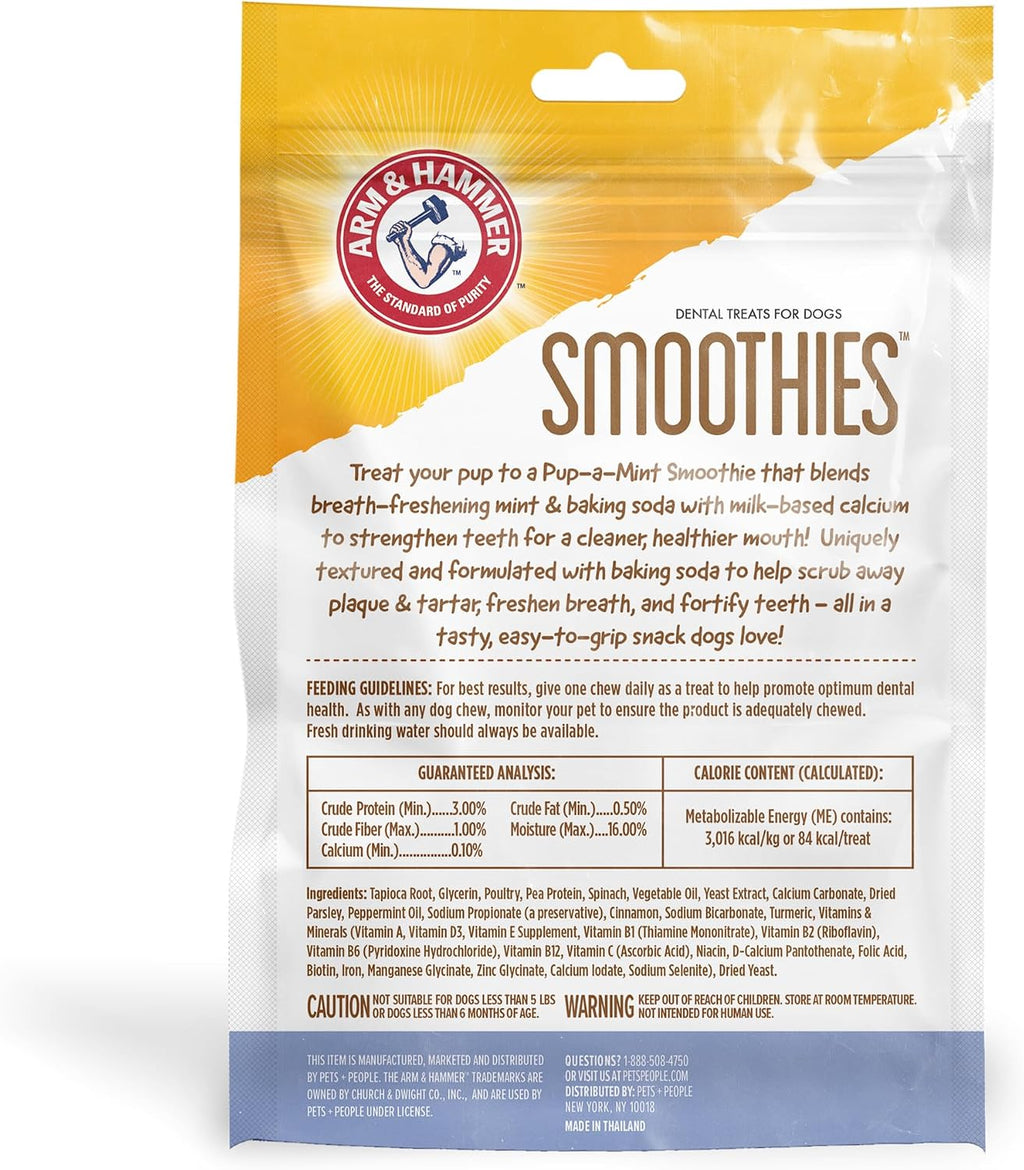 ARM & HAMMER Smoothies Dental Dog Chews, Mint Flavor, Medium, 8 Count (Pack of 2)