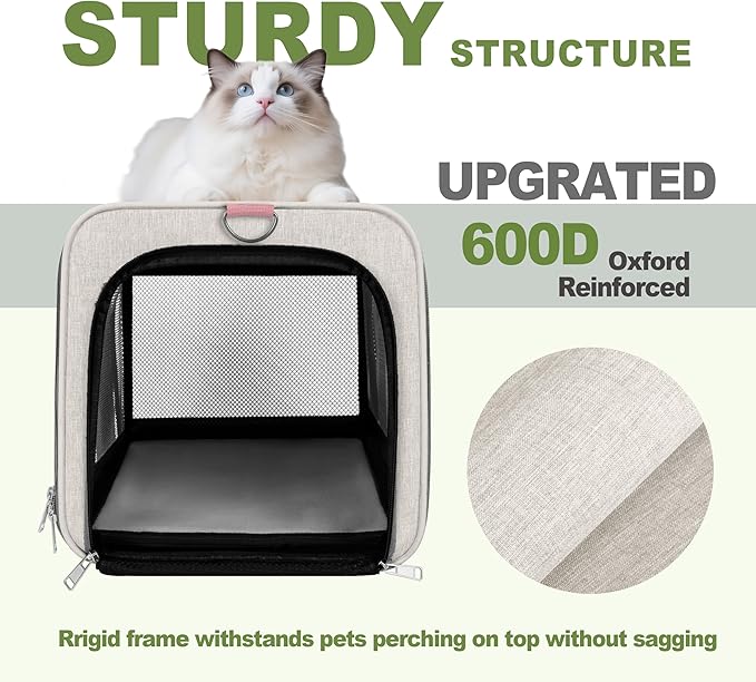 Cat Carrier American Airline Approved 18x11x11, Top Opening Sturdy Soft Pet - Image 8