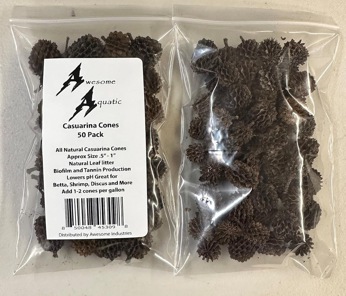Awesome Aquatic 50 Casuarina Cones, Blackwater, Betta Shrimp Habitat