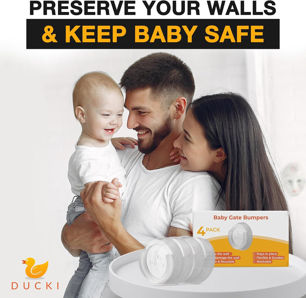 Wall Protector for Baby Gate - Self-Adhesive Clear Doorway Guard - 4 Pack