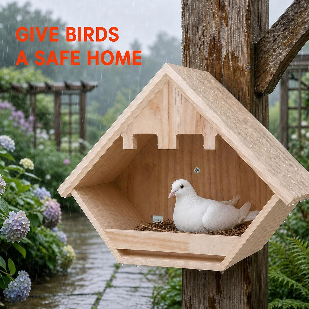 Cedar Dove Nesting Box for Outside, Wooden Open Pigeon House