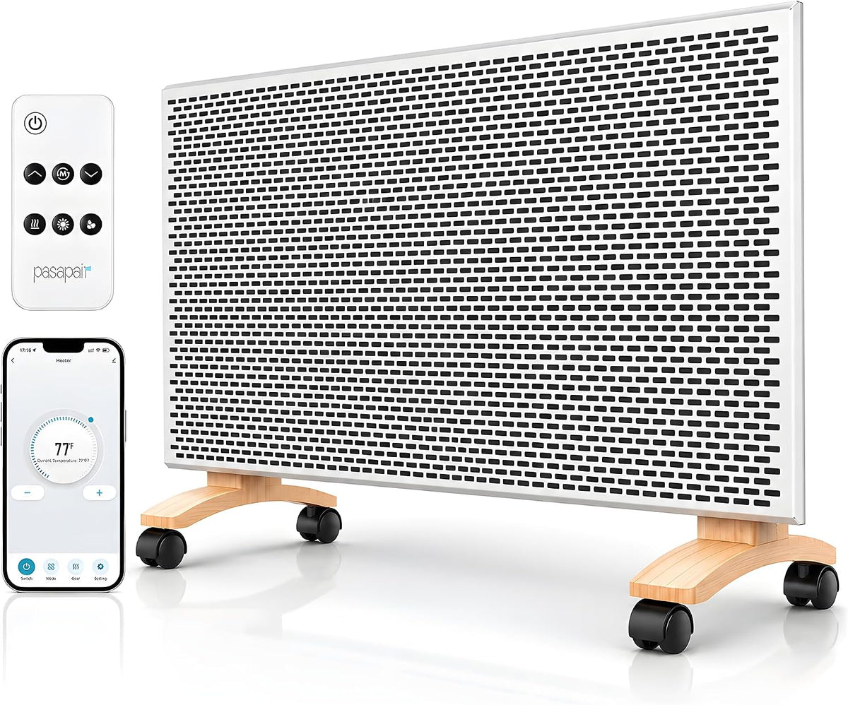 Pasapair 1500W Mica Panel Space Heater, WiFi App & Alexa, Wall or Floor