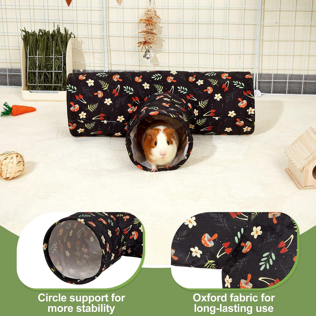 Bienbee Guinea Pig Tunnel, 3-Way Washable Collapsible Toy for Small Animals