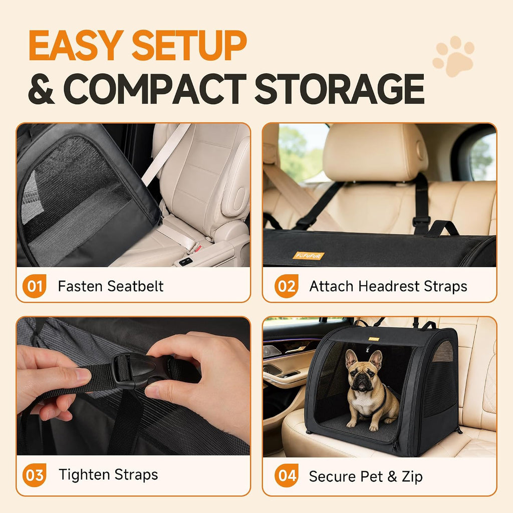 Dog Car Crate for Medium Dogs, Soft-Sided Collapsible