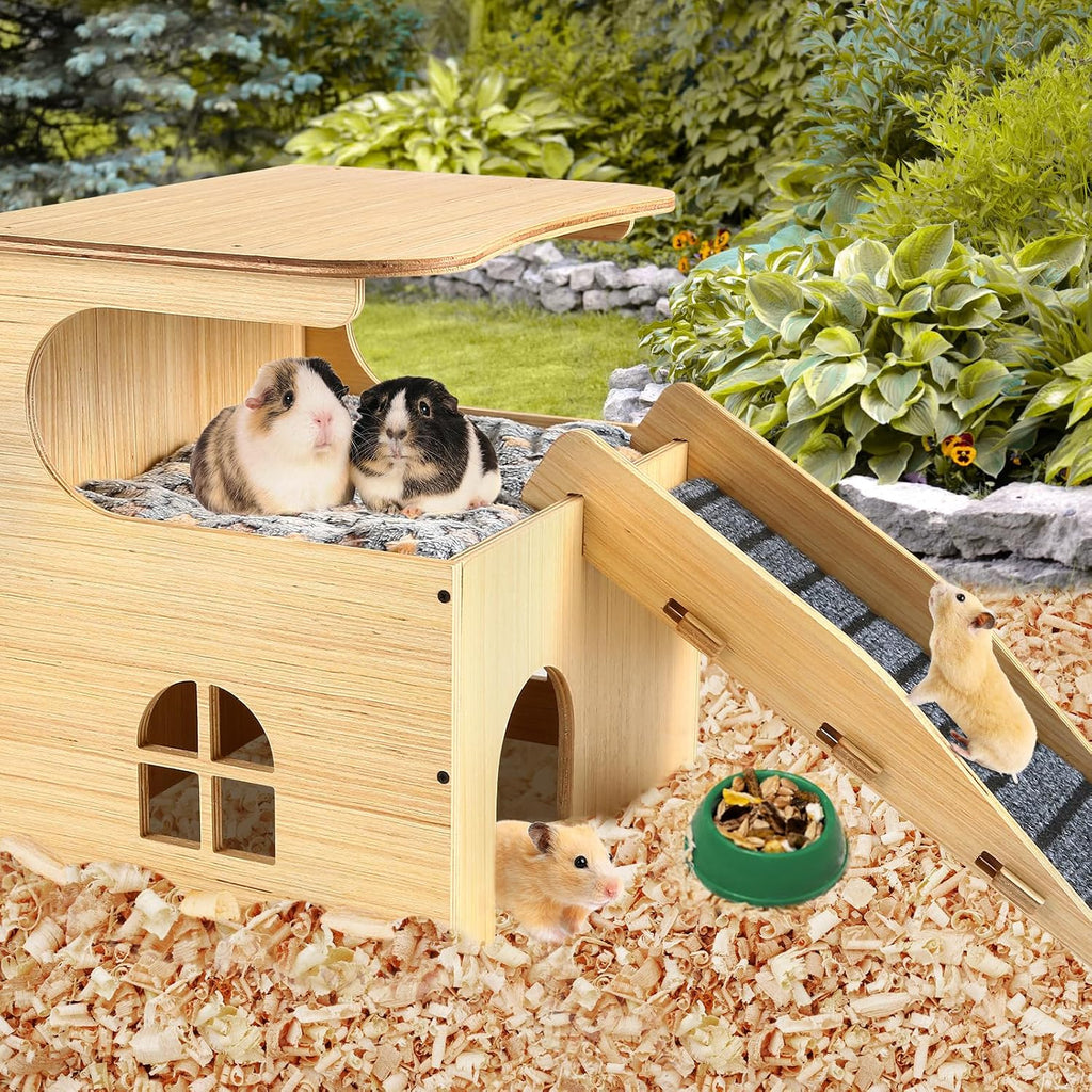 Double Layer Guinea Pig Castle with Stairs & Mat
