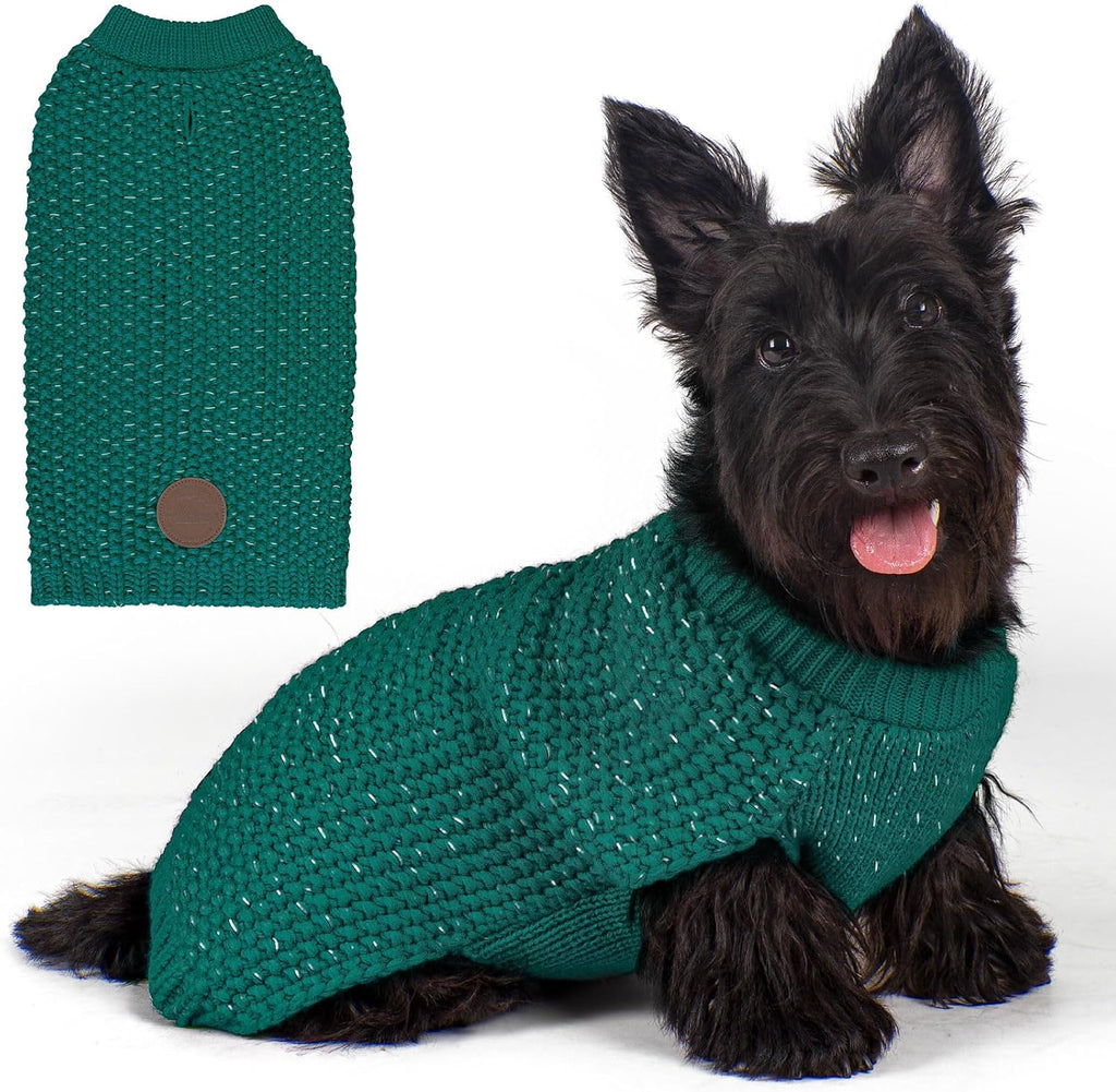KYEESE Reflective Yarn Dog Sweater for Small Medium Dog Thick Knit Pullover