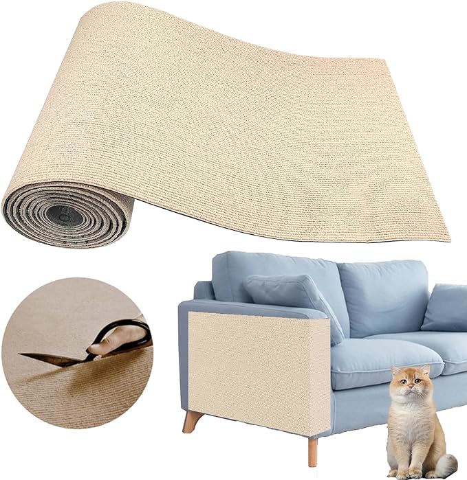 Cat Scratching Climbing Carpet Mat, Adhesive Trimmable Cat Scratcher Furniture by SREBAY