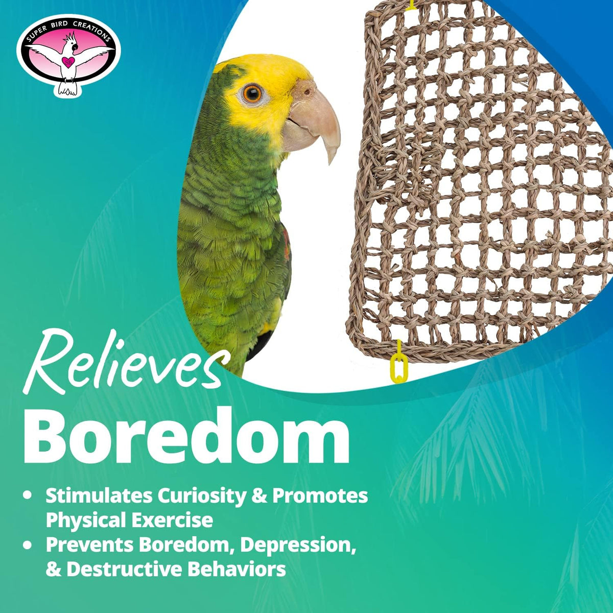 Super Bird Creations SB50008 Seagrass Mat for Cage Decor, Pet Enrichment and Boredom Relief - Versatile Toy-Making Base - Ideal for Parrots - Small to Large Birds & Reptiles - 7"x12" (3 Pack)