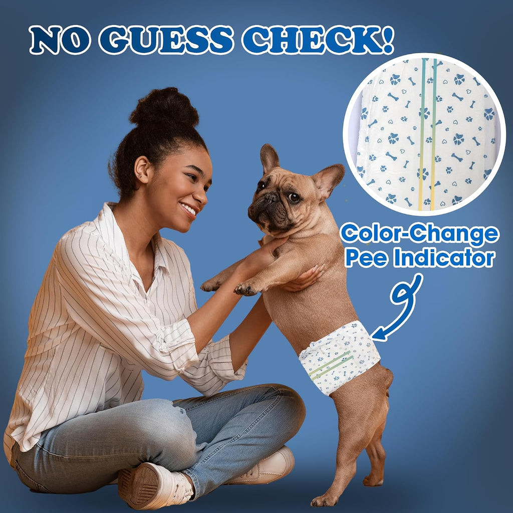 LeapSheep Disposable Dog Diapers Male, Super Absorbent Male Dog Wraps, Puppy Diapers for Doggie Training, Excitable Urination, Incontinence (XSmall, 20ct)