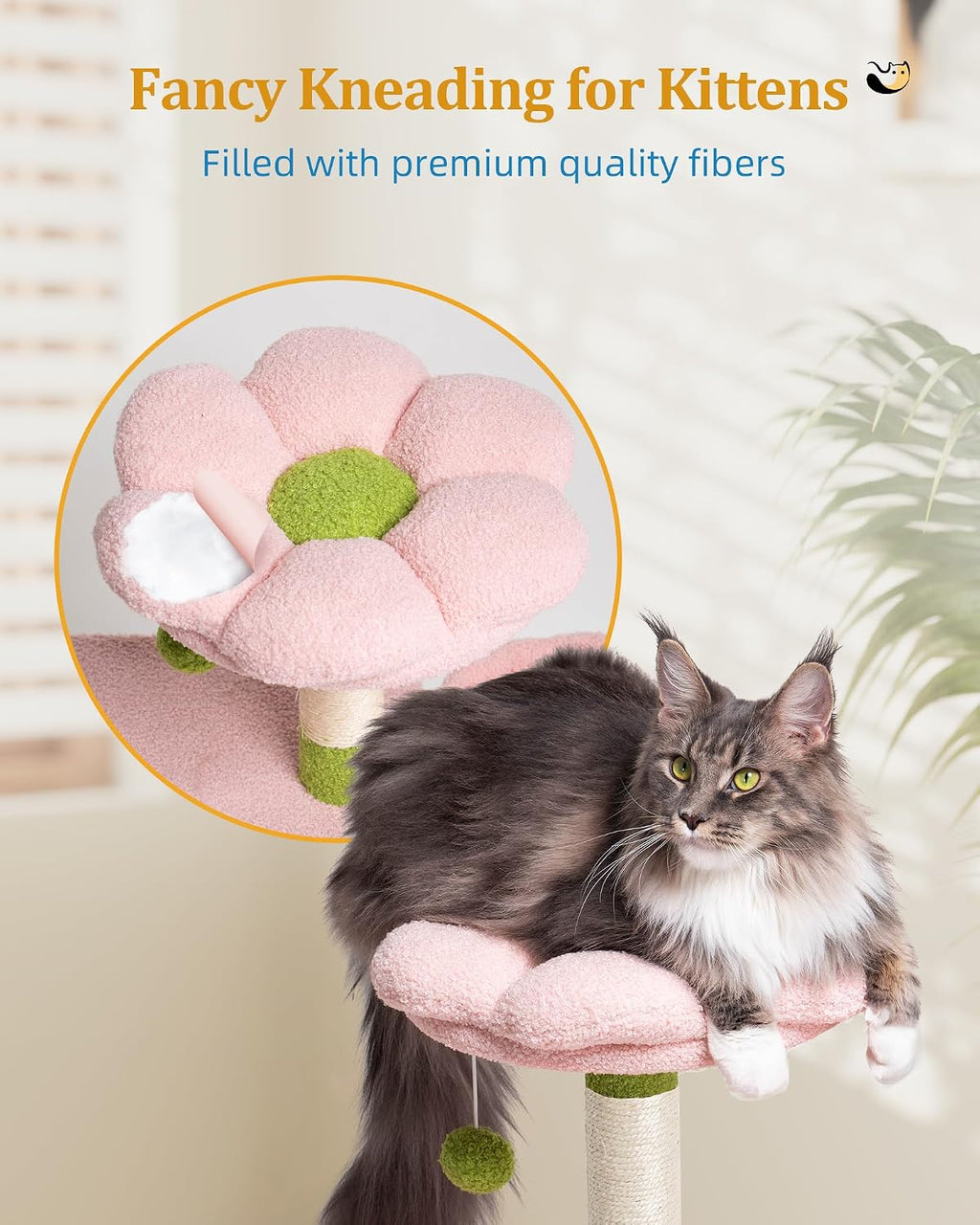 Aechonow Flower Cat Tree for Indoor Cats,41.2" Cute Cat Tree for Adult Cats