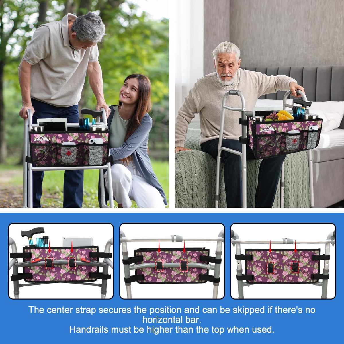 supregear Walker Basket, Foldable Walker Accessories Bag for Seniors
