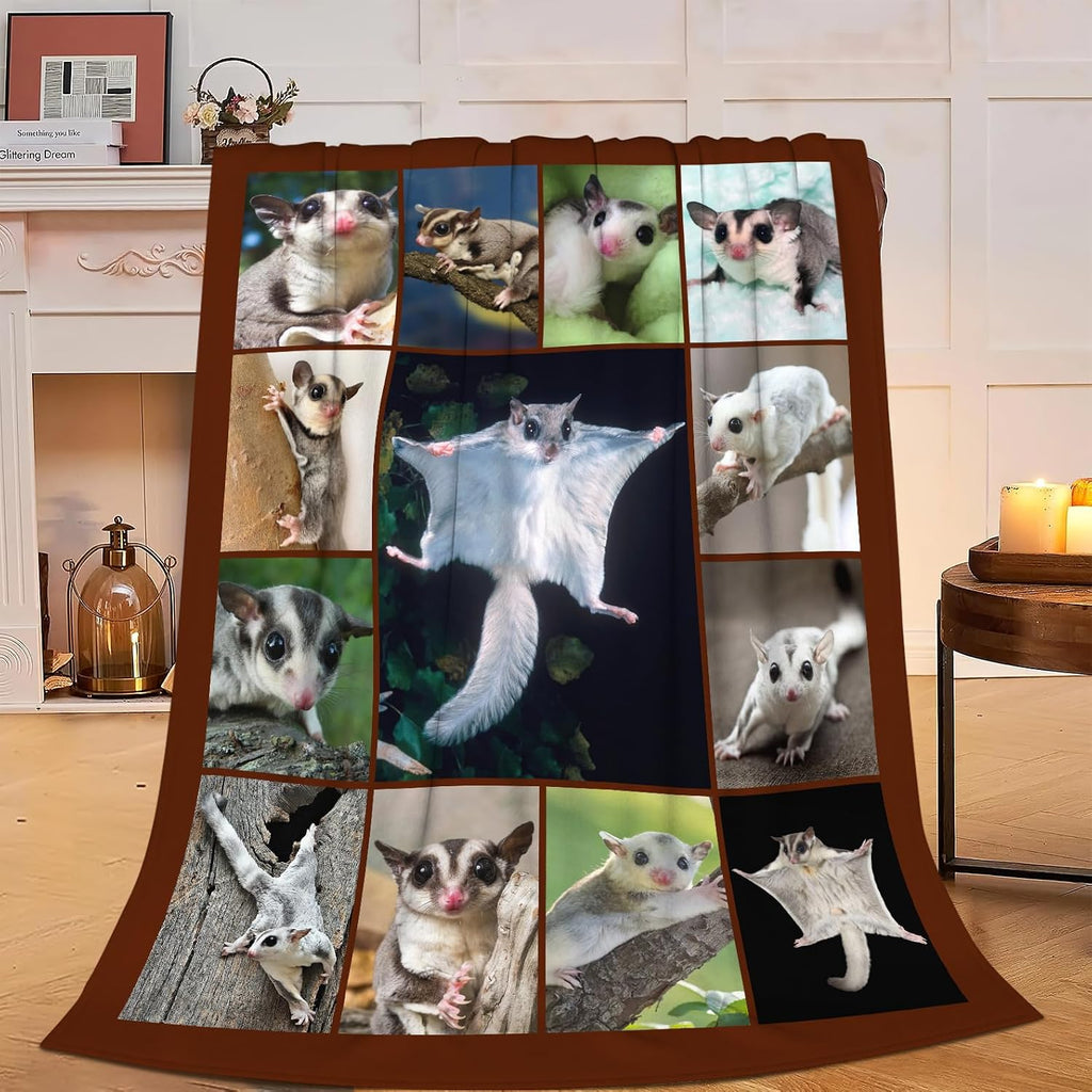Sugar Glider Blanket,Cute Weasel Animal Lover Throw Blanket Gifts 50"X40"