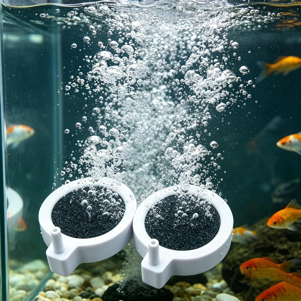 Black Corundum Air Stone Disc, 2 Pack 50mm Mini Aquarium Aerator