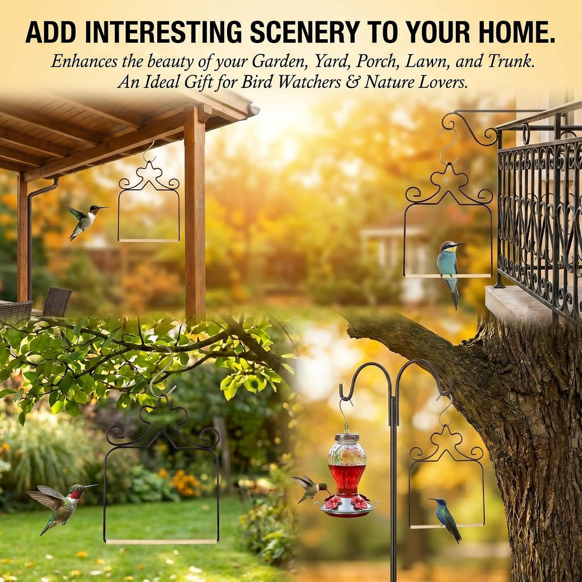 4-Pack Metal Hummingbird Swings Black