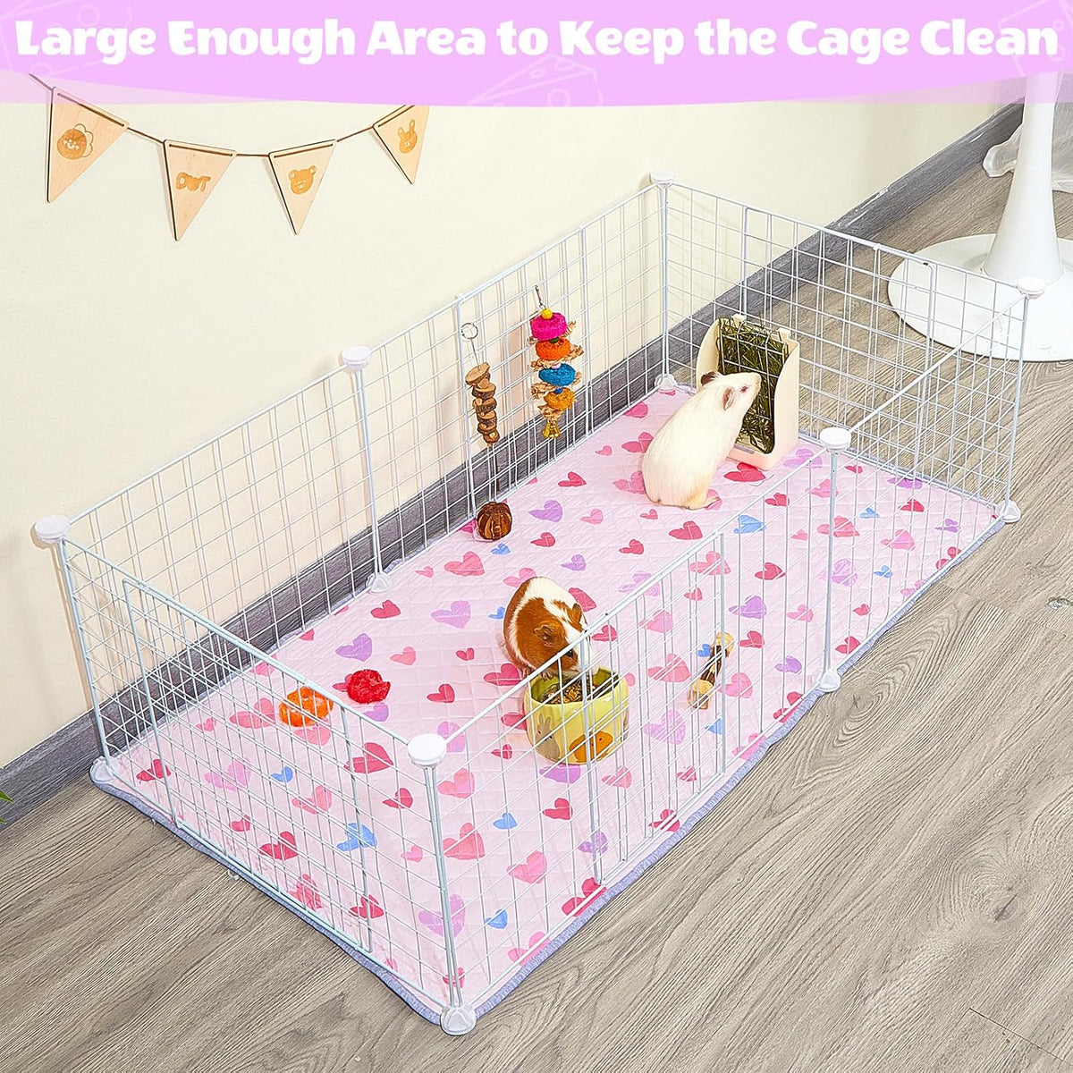 2 Pack Guinea Pig Bedding, Washable Guinea Pig Cage Liner Reusable Guinea Pig Mat Waterproof Guinea Pig Bedding for Cage, Super Absorbant Guinea Pig Pee Pads for Small Animals Hamster Rabbit Squirrel