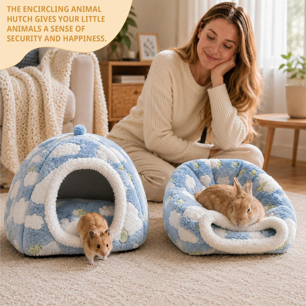 Rabbit Hideout Guinea Pig Hideout Bed Bunny Bed for Rabbit Guinea Pig Hiding Hut Small Animals Washable Winter Sleeping House for Small Pet