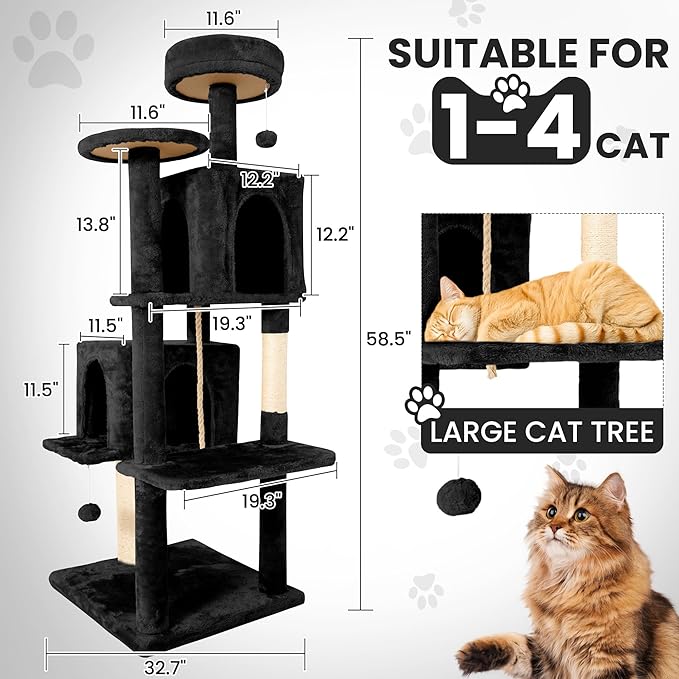 58.5inch Large Cat Tree Tower Condo - Image 3