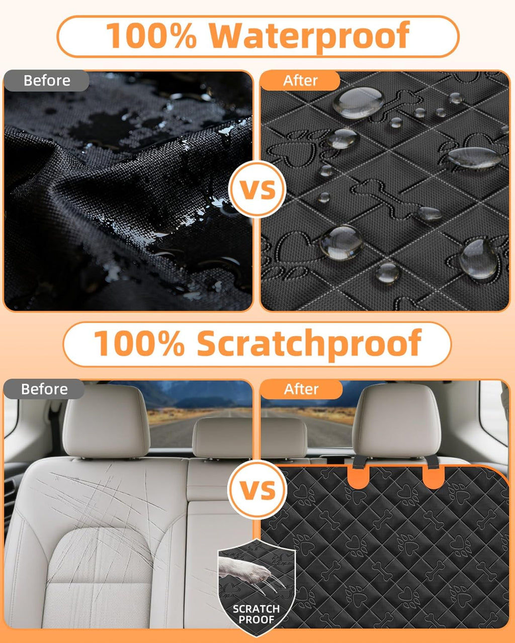 Hard Bottom Dog Car Seat Cover for Back Seat, for SUVs & Trucks