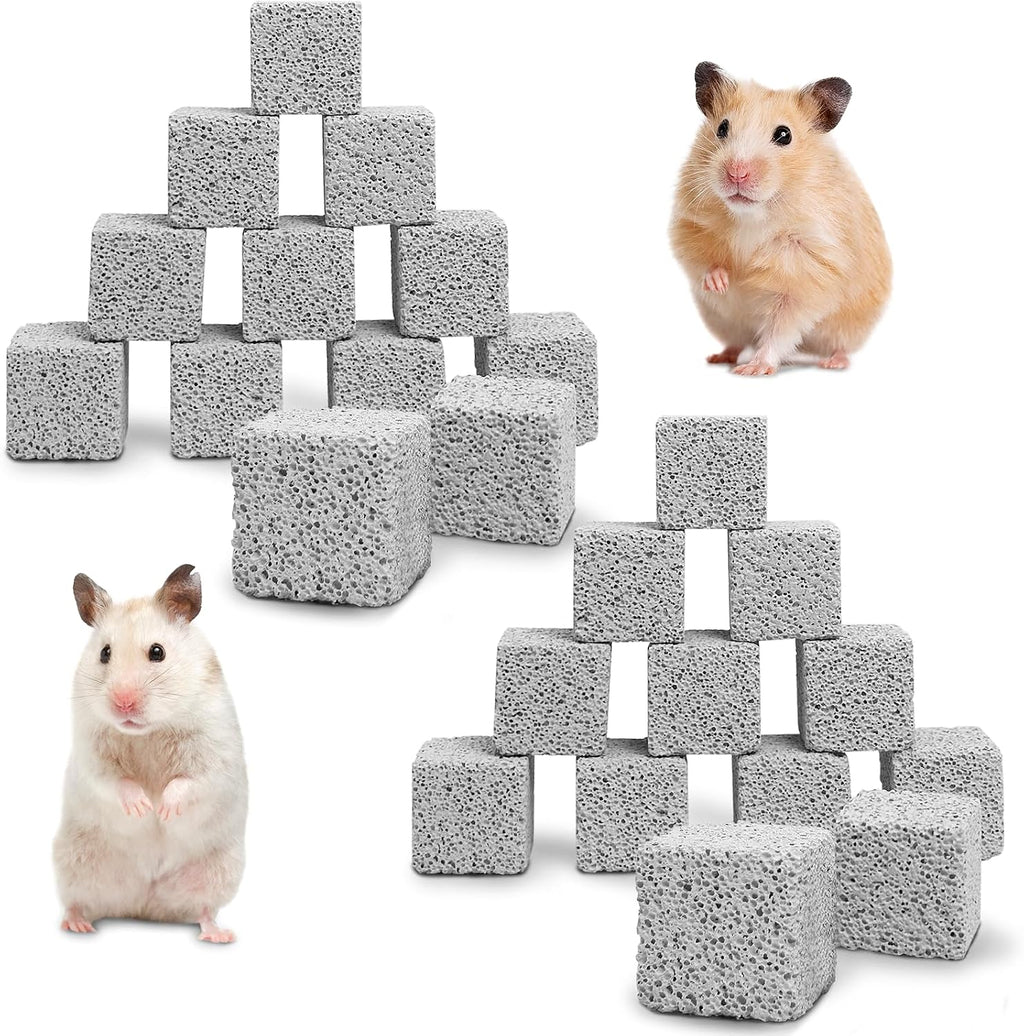 Hamster Chew Toy Lava Teeth Grinding Square Stone for Hamsters Chinchillas and Rabbits Mineral Stone Calcium Chew Toy for Small Animal(Pack of 10)