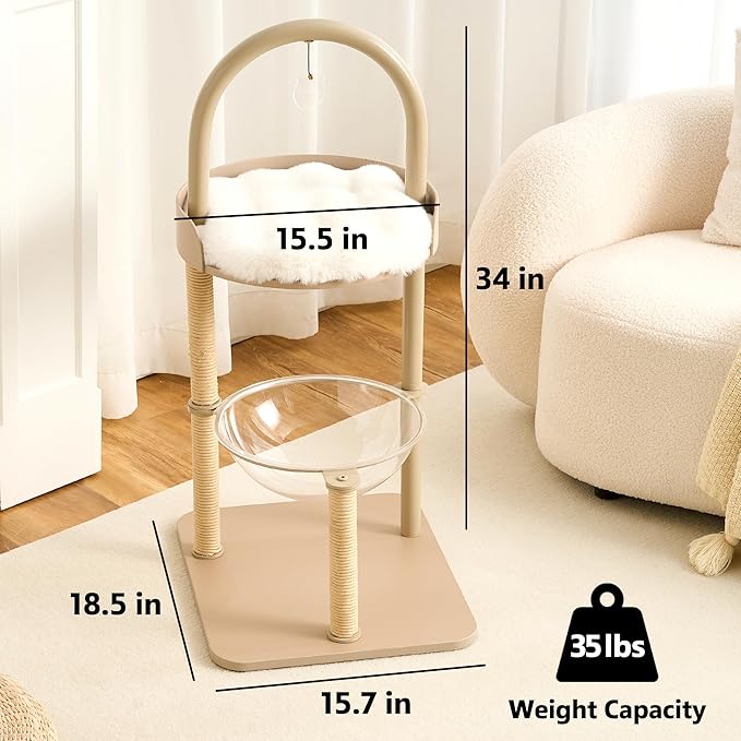 Modern Cat Tree Tower for Indoor Cats up to 12lbs, Wood Cat Bed - Image 7