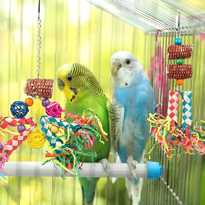 LifeIdeas Bird Shredding Toys, Colorful Bird Foraging Toys - Image 7
