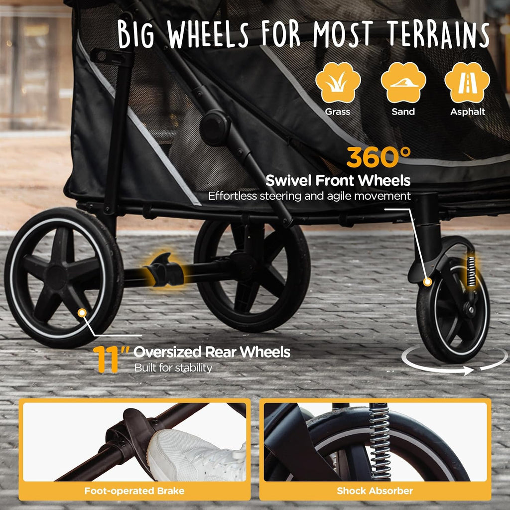 CANINE CANYON All-Terrain Pet Stroller for Large & Medium Dogs