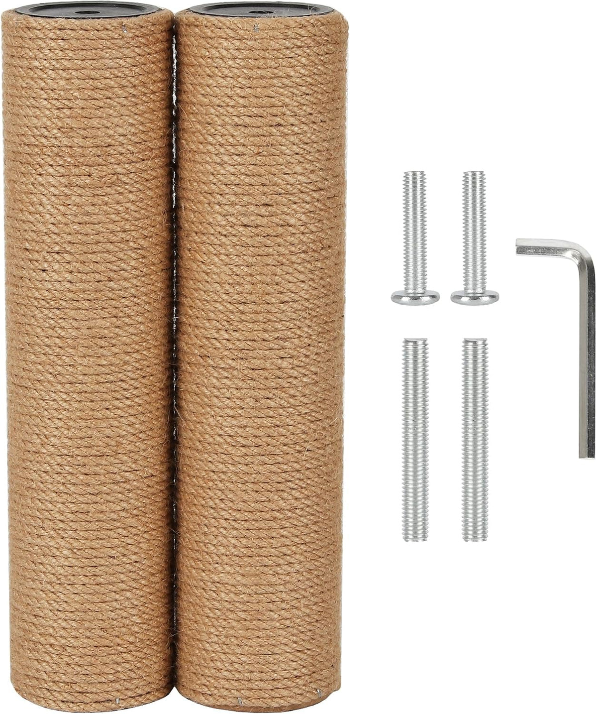 7.4cm 2.91in Diameter Cat Tree Scratching Post Replacement Jute Pole Parts for Cat Tower (9.84in/25cm, M8*2poles)