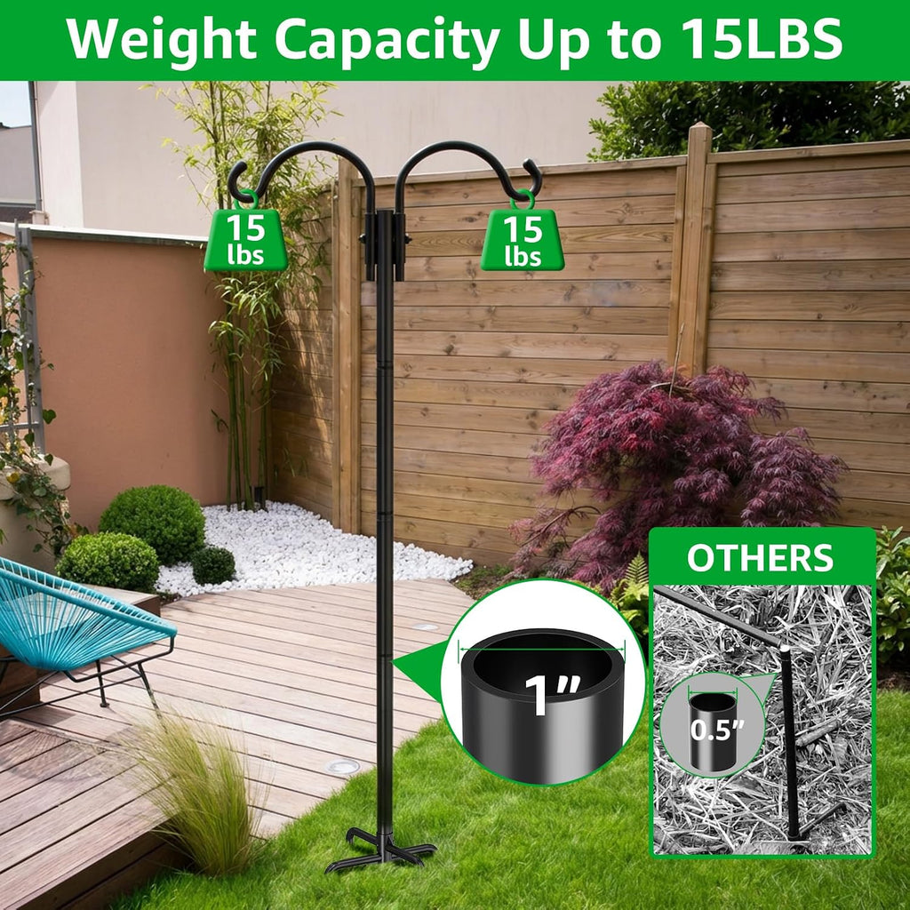 GOFORWILD 2 Pack Adjustable 76inch Double Shepherds Hook for Outdoor